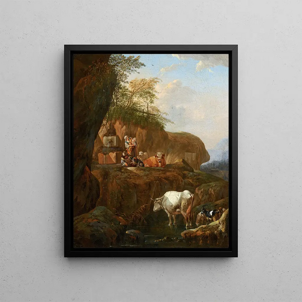 Italian landscape - Johann Heinrich Roos — framed artwork on a wall