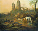 La famille de bergers se reposant près d'une ruine antique - Johann Heinrich Roos — artwork view