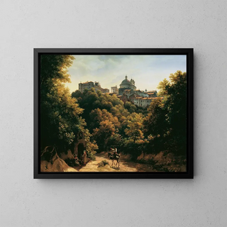 View of Ariccia - Johann Heinrich Schilbach — framed artwork on a wall