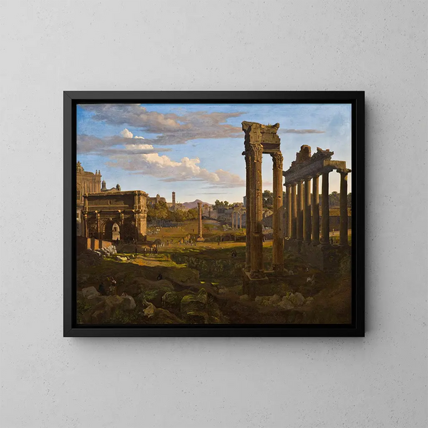 View of the Capitol towards the Roman Forum - Johann Heinrich Schilbach — framed artwork on a wall