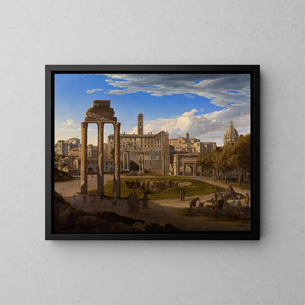 View of the Roman Forum towards the Capitol - Johann Heinrich Schilbach — framed artwork on a wall