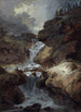 Cascade dans une gorge rocheuse par temps d'orage - Johann Heinrich West — artwork view