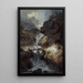 Cascade dans une gorge rocheuse par temps d'orage - Johann Heinrich West — framed artwork on a wall