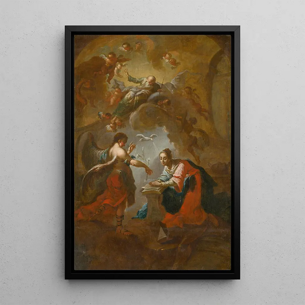 Annunciation - Johann Ignaz Cimbal — framed artwork on a wall