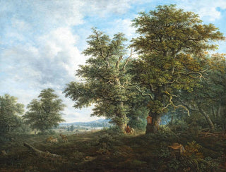a rolling landscape with a traveler resting under an oak grove - Johann Jacob Dorner — artwork view