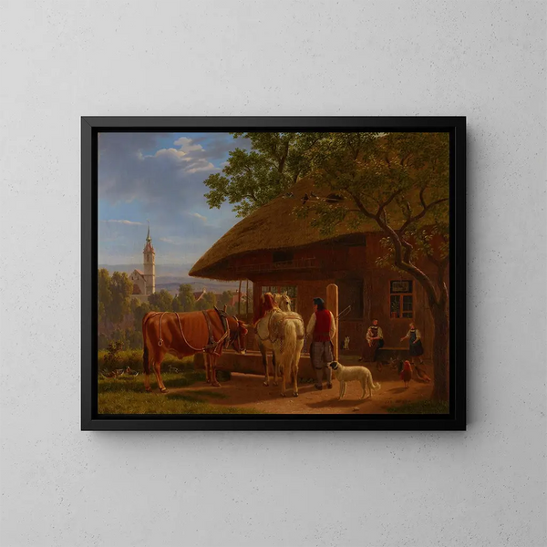 Farm in Kirchberg - Johann Jakob Biedermann — framed artwork on a wall