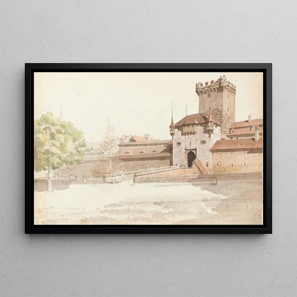 Berne Golatenmattgasstor with the old Brengraben - Johann Jakob Biedermann — framed artwork on a wall