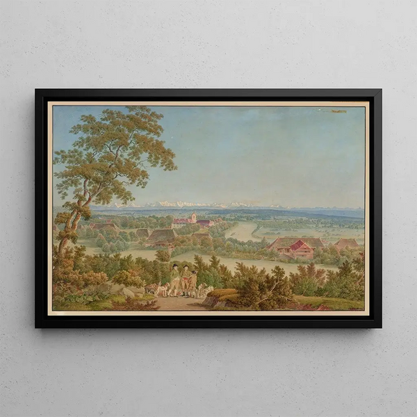 Abbey of Gottstatt view from the northwest - Johann Jakob Biedermann — framed artwork on a wall