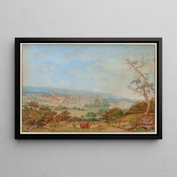 Abbey of Gottstatt view from southwest - Johann Jakob Biedermann — framed artwork on a wall