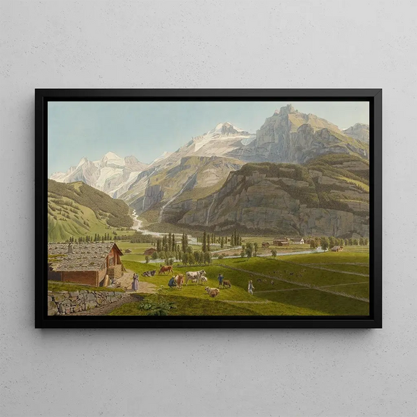 Kandersteg and the Kander Valley in the North - Johann Jakob Biedermann — framed artwork on a wall