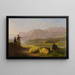 At the edge of the lake near Lucerne with a herd grazing - Johann Jakob Biedermann — framed artwork on a wall
