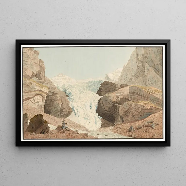 The Glacier named Rosenlaui near Wetterhorn - Johann Jakob Biedermann — framed artwork on a wall