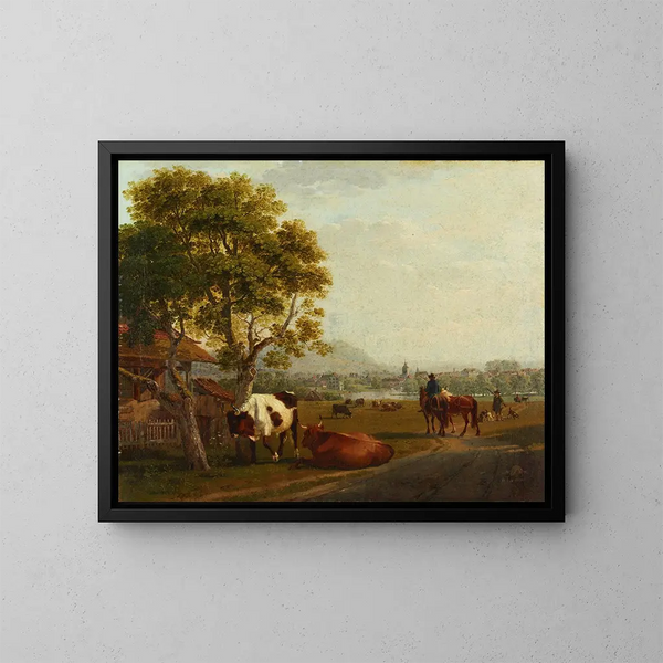 Landscape Painting near Zurich - Johann Jakob Biedermann — framed artwork on a wall