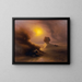 a Caravan Surprise by the Sandstorm in front of the Sphinx - Johann Jakob Frey — framed artwork on a wall