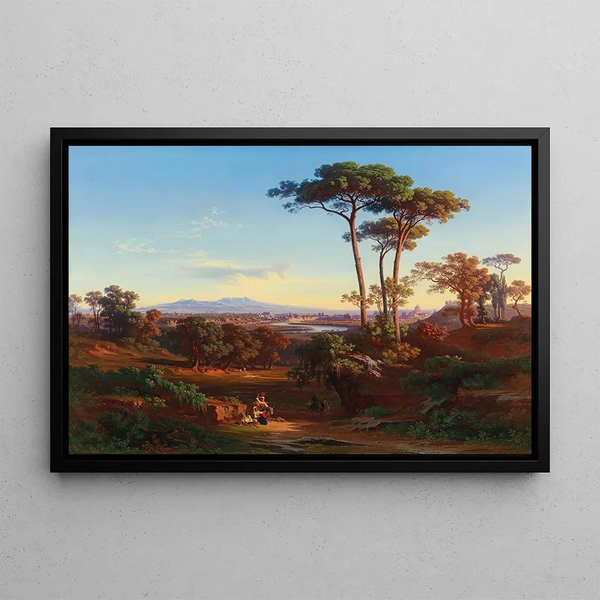 View of Rome from Monte Mario - Johann Jakob Frey — framed artwork on a wall