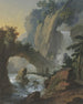 Passerelle above a waterfall over a rocky door - Johann Jakob Schillinger — artwork view