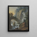 Passerelle above a waterfall over a rocky door - Johann Jakob Schillinger — framed artwork on a wall