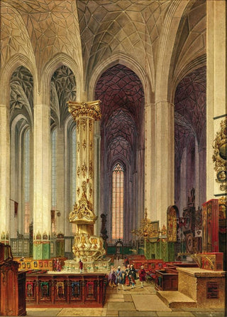 Johann Karl Schultz - A View of the Rococo Pulpit of St Marys Church in Gdask.webp