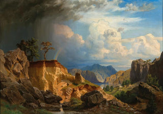a vast landscape with rainbow - Johann Kautsky — artwork view