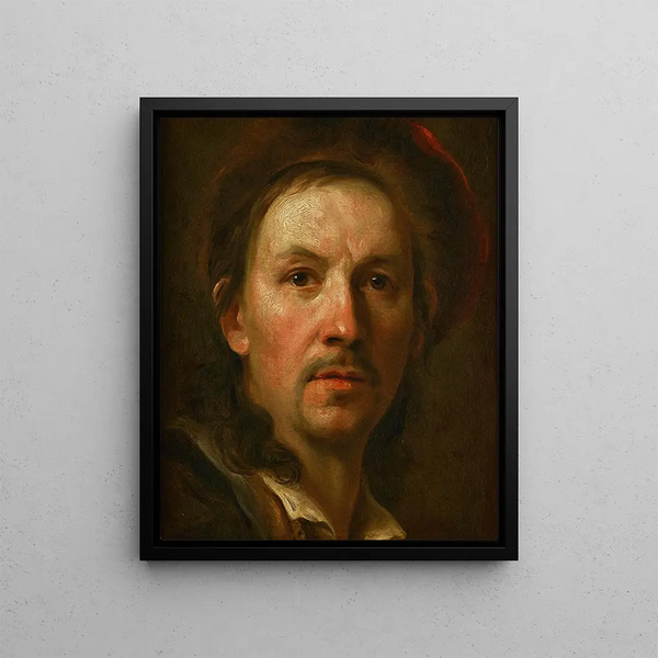 Self-portrait painting - Johann Kupezky — framed artwork on a wall