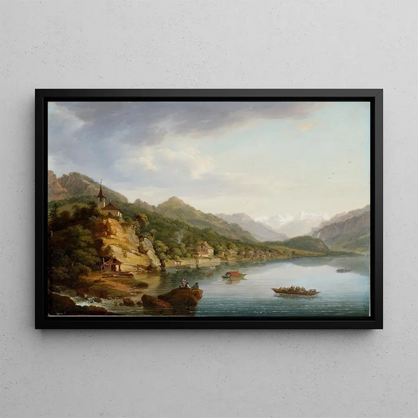 Brienz and Lake Brienz - Johann Ludwig Aberli — framed artwork on a wall