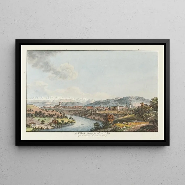 The city of Bern on the north side - Johann Ludwig Aberli — framed artwork on a wall