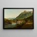 View of Wimmis Castle and Surroundings - Johann Ludwig Aberli — framed artwork on a wall
