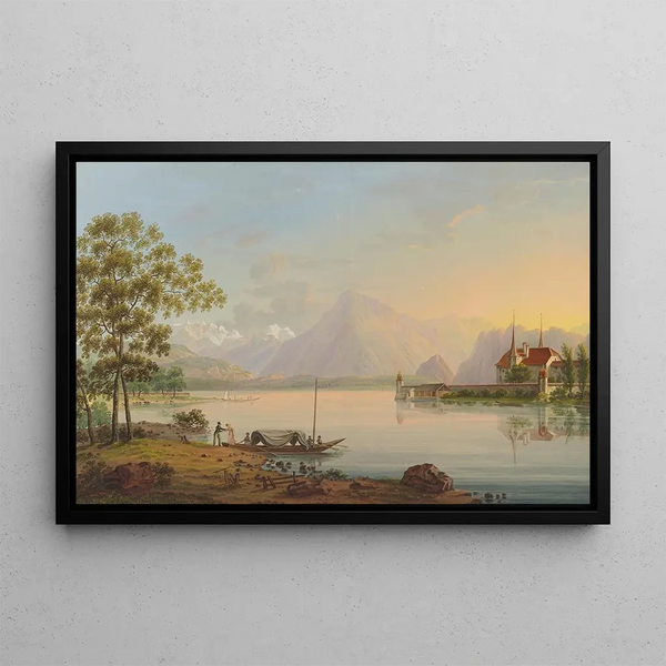 Thoun sur le lac de Thoune - Johann Ludwig Bleuler — framed artwork on a wall