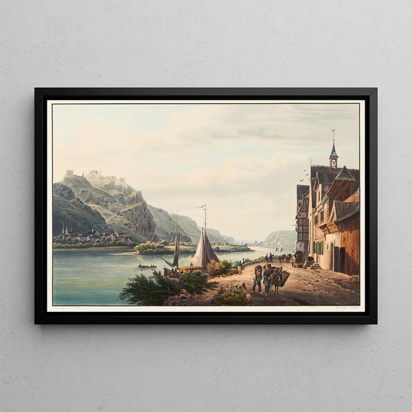 Vue d'Hammerstein vers Andernach - Johann Ludwig Bleuler — framed artwork on a wall