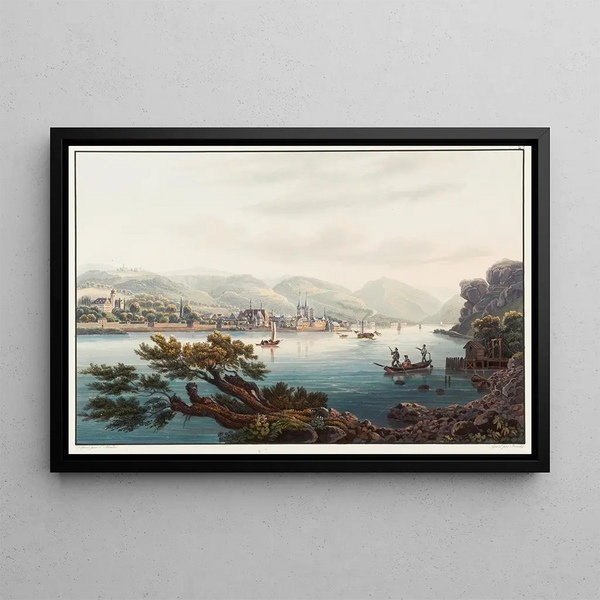 View of Boppard and the Emperor's Castle - Johann Ludwig Bleuler — framed artwork on a wall