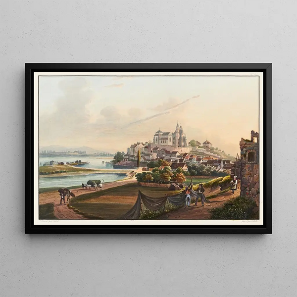 View of the Old Breisach City - Johann Ludwig Bleuler — framed artwork on a wall