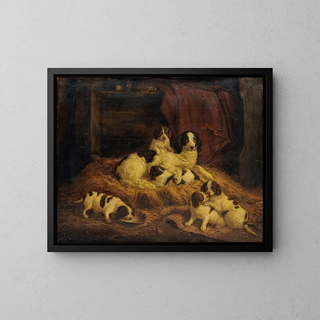 Family of Dogs - Johann Ludwig Burckhardt — framed artwork on a wall
