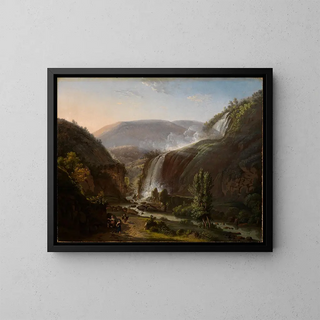 Waterfalls at Tivoli - Johann Martin von Rohden — framed artwork on a wall