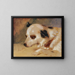 Head of a Dog - Johann Matthias Ranftl — framed artwork on a wall