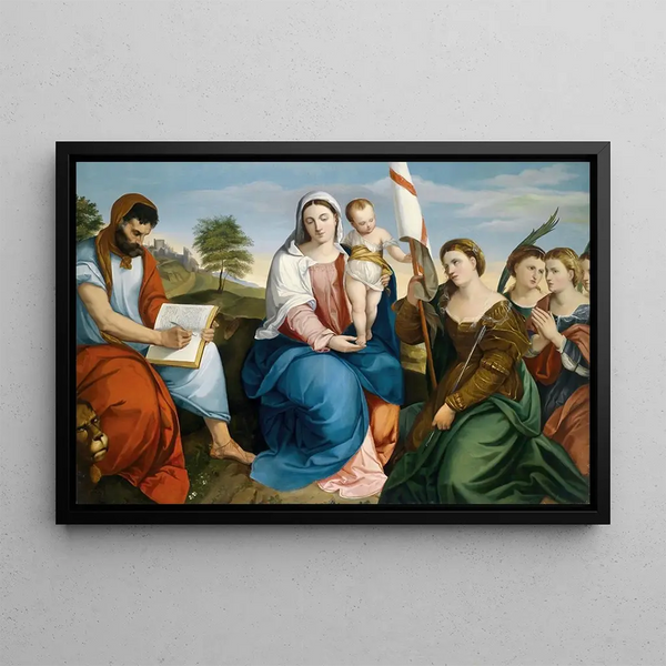 Madonna with Child and Saints - Johann Matthias Ranftl — framed artwork on a wall