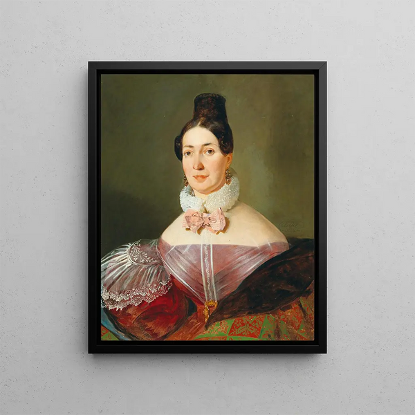 Portrait of a Lady - Johann Matthias Ranftl — framed artwork on a wall