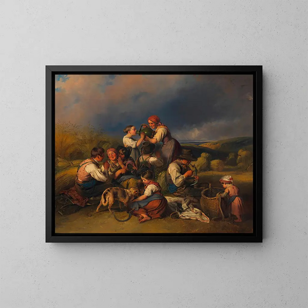 The harvest of the reapers - Johann Matthias Ranftl — framed artwork on a wall
