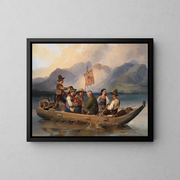 Traversée sur le lac Wolfgang - Johann Matthias Ranftl — framed artwork on a wall