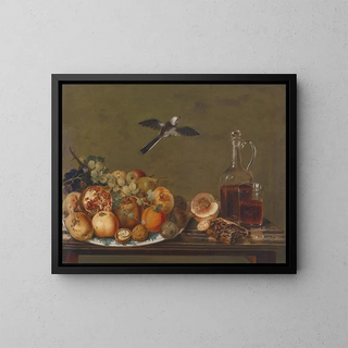 Still life with figs and apples - Johann Matthias Wurzer — framed artwork on a wall