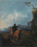 a painting Un berger à cheval conduisant son troupeau dans un paysage - Johann Melchior Roos — artwork view