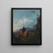 a painting Un berger à cheval conduisant son troupeau dans un paysage - Johann Melchior Roos — framed artwork on a wall