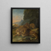 Landscape with a Lion Family - Johann Melchior Roos — framed artwork on a wall