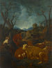 Berger et troupeau dans une vallée rocheuse - Johann Melchior Roos — artwork view