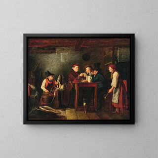 Reading of the old schoolmaster - Johann Michael Neder — framed artwork on a wall
