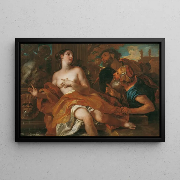 Suzanne et les deux vieillards - Johann Michael Rottmayr — framed artwork on a wall