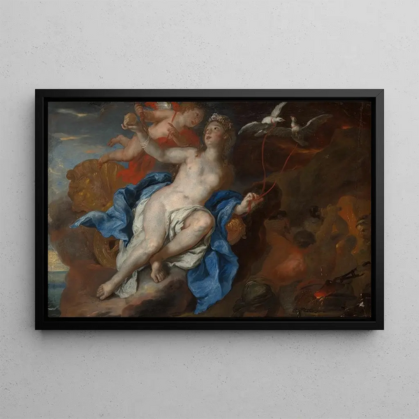 Venus and Cupid at Vulcan's Forge - Johann Michael Rottmayr — framed artwork on a wall