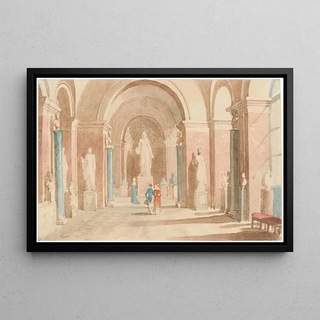 Salle antique au Louvre à Paris - Johann Nepomuk Ender — framed artwork on a wall