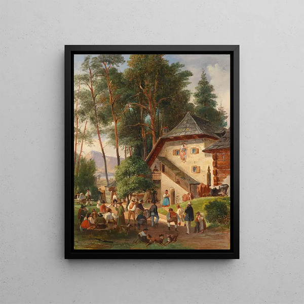Fête du village - Johann Nepomuk Passini — framed artwork on a wall