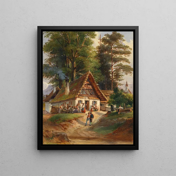 Auberge du village - Johann Nepomuk Passini — framed artwork on a wall
