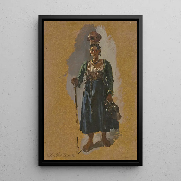Italian Painting featuring a jug on the head - Johann Nepomuk Rauch — framed artwork on a wall